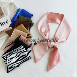 Satin Silk scarf Bag Skinny Handles Ribbon Wrist Towel Foulard Female Neckerchief Hair Scarf For Ladies Shawls