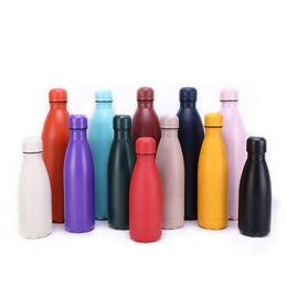 500ml 304 Double Wall Insulated Stainless Steel Thermos Flask Plastic Spray Series Insulation Cup Outdoor Couple Water Bottle