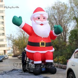 Outdoor House Roof Decorative Inflatable Santa Claus 4m Height Air Blown Father Christmas Model For Building Xmas Decoration