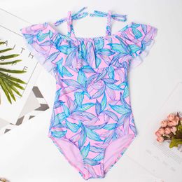 Brand Leaf Print Girl One Piece Swimsuit Summer Girls Kids Swimwear Children Beachwear Kid Swimming Suit Monokini A273