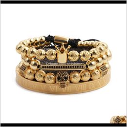 Other Bracelets Jewellery Drop Delivery 2021 Simple Set Stainless Steel Roman Alphabet Crown Skull Bracelet Utgtc