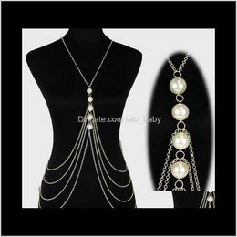 Jewelry Drop Delivery 2021 Belly Chains Europe And United States Fashion Multi-Layer Handmade Artificial Pearl Body Chain Nfdlj