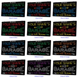 LX1131 Your Names Garage My Tools Rules Light Sign Dual Colour 3D Engraving