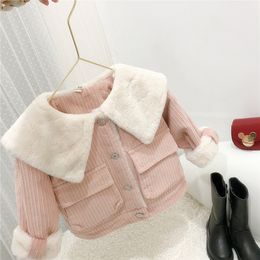 baby plus velvet padded coat autumn and winter clothes foreign style childrens winter trend coat