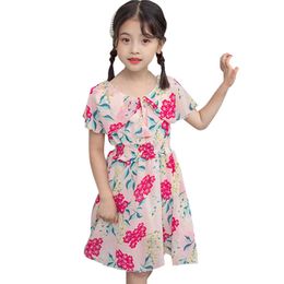 Girls Dress Floral Pattern For Girl Summer Kids Casual Style Childrens Clothing 6 8 10 12 14 210528