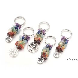 Natural Crystal Keychain Pendant Broken Gems Tassel party Favour Keychain Luggage Decoration Key Chain Birthday Gift Keyring RRB14150