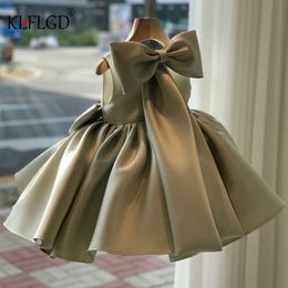 2021 new children's drbaby's first birthday party sleevelback big bow forged cloth cake puffy dr0-3 years old dress X0803