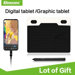 10moons 6 Inch Ultralight Graphic 8192 Levels Digital Drawing Tablet Battery-Free Pen Compatible Android Device