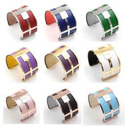 40mm Fashion Jewellery Large Bracelets Cros Hand Gold Plating Multi Colour Leather Chrismas Bracelet Homme Damskie Bangle