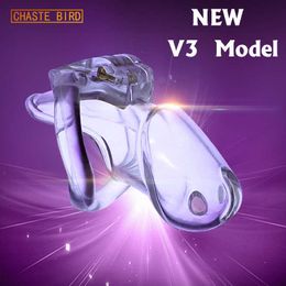 CHASTE BIRD Amazing Price Male Bio-sourced Resin Chastity Device Cock Cage HT V3 Belt With 4 Penis Ring Adult Lock Sex Toy A380 P0826