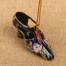 Handcrafted Colorful Enamel Filigree Shoe Charms for Keychain Car Key Bag Christmas Tree Hanging Pendant Cloisonne Decorations