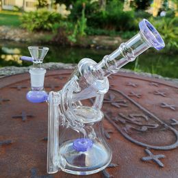 7 Inch Showerhead Perc Water Pipe Recycler Hookahs 14mm Female Joint Glass Bong Sidecar With Bowl Oil Dab Rigs