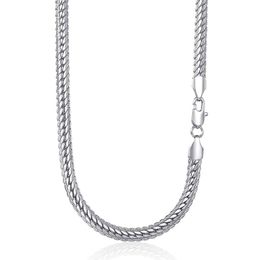 6mm Womens Mens Necklace Chain Hammered Close Rombo Link Curb Cuban White Gold Filled GF Fashion Jewellery Accessories DGN337 Chains