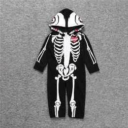 Halloween Costume born Baby Boy Girl Skeleton Rompers Long Sleeve Jumpsuit Clothes Cosplay Infant 211229