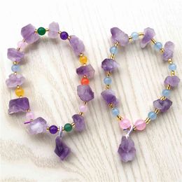 2pcs Natural Amethysts Energy Raw Ore Stone Purple Charoite Bracelet Bangle Quartz Crystal Jewelry Love Drop