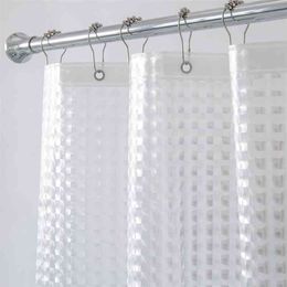 Aimjerry Heavy Duty 3D Eva Clear Shower Curtain Liner Set for Bathroom Waterproof Curtain 210402