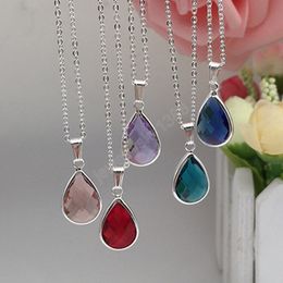 Chain Necklaces for Women Rhinestone Water Drop Chain Pendant Necklace Ladies Vintage Jewellery