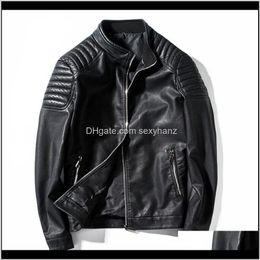 Mens Faux Wholesale Motorcycle Leather Male Casual Stand Collar Fashion Bomber Jacket Jaqueta De Couro Masculino Outwear Hqc5R Nnca7