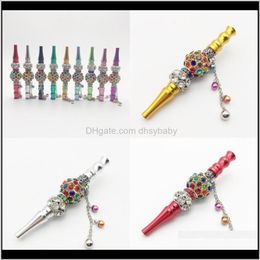 Aessories Household Sundries Home & Garden Drop Delivery 2021 Smoke Pipes Inlaid Rhinestone Hookah Tips Gold Plated Nozzle Hookahs Shisha Rou