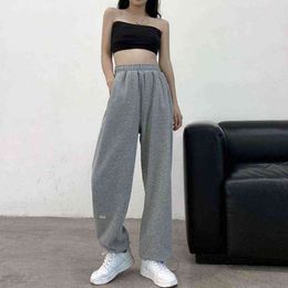 QWEEK Grey Jogging Sports Pants Women Baggy Harajuku Sweatpants Korean Fashion Black Sweat Trouses For Female Joggers Oversize 211124