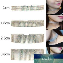 Fashion Jewelry Women Men Punk Hip Hop Bundle Neck Element Mesh Choker Necklace Inlay Rhinestone Crystal Lobster Clasp Collar