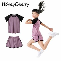 Summer children's sports speed drying short-sleeved set boy and girl quick-drying clothes outdoors workout 210515