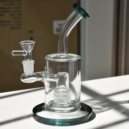 7.5 inch Smoking Pipe Cute Water Bubbler Pipes Green Glass Bongs percolator Thick Bent Neck Glass Bong Rig in Hookahs with 14mm Male Joint Clear Bowl for Smorkers Gift