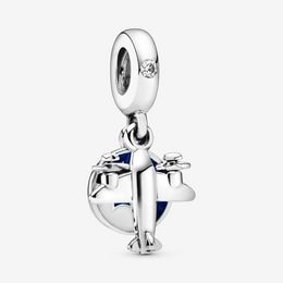 Authentic 925 Silver Beads Bracelets Propeller Plane Dangle Charm Slide Bead Charms Fits European Pandora Style Jewelry Bracelets Murano