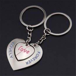 1 Pair Love Forever Couple Keychain Heart KeyRing Lovers Keyfob Souvenirs Valentines Day Jewelry Gifts