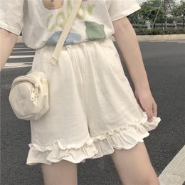 Women's Shorts Lolita Summer Lovely Girls Japanese Style Ruffles Sweet Students Cute Simple Elastic Waist Women Short Trousers