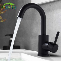 Black Modern Bathroom Basin Faucet Stainless Steel Cold Wash Mixer Crane Tap Free Rotation Sink Faucets Single Handle 210724
