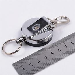 Keychains 1 Pcs Retractable Resilience Steel Wire Rope Elastic Keychain Recoil Sporty Alarm Key Ring Anti Lost Ski Pass ID Card257i