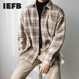 IEFB Spring Thick Plaid Shirts Men's Long Sleeve Casual Shirt Korean Fashion Vintage Loose Clothes For Male 9Y4572 210524
