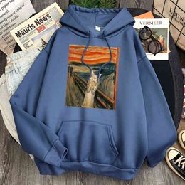 Vintage Oil Painting Print Man Hoodie Casual Fleece Harajuku Hoody Streetwear Mens Vintage Fashion Hoody Hip Hop Punk Hoodies H1227