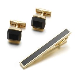 Men's Professional Tie Clip High Quality Gold Suit Cufflink Inlaid Accessory / 117