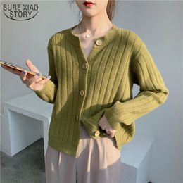 Autumn Long Sleeve Single Breast Women Cardigan Loose O-neck Stripped Knitted Lapel Bottoming Shirt Sweater Coat 11991 210508