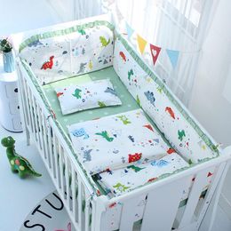 Bedding Sets 5Pcs Set Nordic Ins Baby Crib Bumper Cotton Cute Cartoon Print Bed Sheets Kids Room Children Decorative Cushion