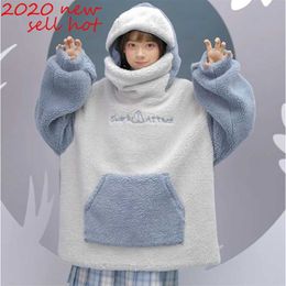 Harajuku Aesthetic Shark Anime Hoodie Woman Korean Kawaii Crewneck Long Sleeve Oversized Streetwear Kpop Fall Winter Clothes Top 211109