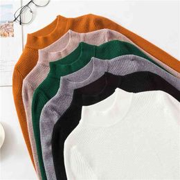 H.SA Turtleneck Knitted Female Casual Pullover Autumn Winter Tops Korean Sweaters Fashion Women Sweater 210417