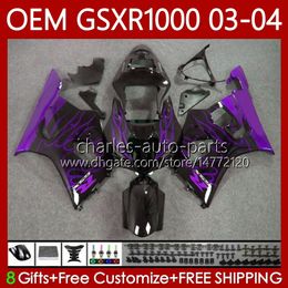 gsxr body Australia - OEM Fairings 100%Fit For SUZUKI 1000CC K3 Purple flames GSX-R1000 03-04 Body 67No.210 GSXR 1000 CC GSXR1000 2003 2004 K 3 GSX R1000 GSXR-1000 03 04 Injection mold Bodywork