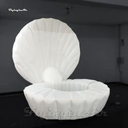 Customized Giant Inflatable Shell Model 3m White Clam Balloon Air Blown Mussel That Actors Hide Inside For Stage Show