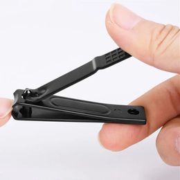 Carbon Stainless Steel Nail Clipper Scissors Matte Scurb Manicure Tools - Black