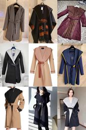 wool CBrand Designer Coats Women039s Jacket Autumn Long Printed Woollen Material Hooded Cloak Coat Fashionable WrapAround TwoC2171564
