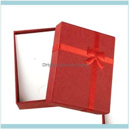 Jewellery & Display Jewelryjewelry Pouches Bags 9X7X3Cm Square Paper Gift Box Present Case For Ring Bracelet Necklace Blue Pink Red Packaging