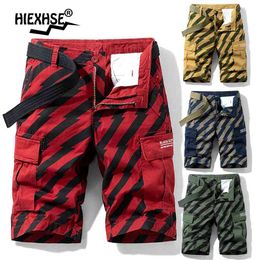 Summer Men's Sports and Leisure Shorts Striped Printed Cotton Breathable Fashion Street Style Pocket Design Beach 210716