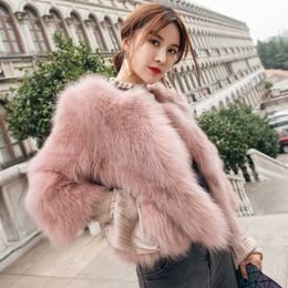 Faux Fur Thick Warm Coat Winter Fashion O-neck Jacket Fluffy Solid Color Elegant Plush Coats Outerwear Y2209