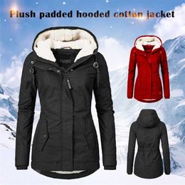 Women Coat Winter Thickend Warm For Ladies Waterproof Hooded Fleece Lined Cotton Mujer Chaqueta 211018