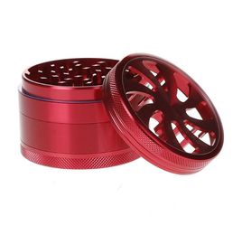 4-layers Dia 63mm Aluminum Flower Shape With Clear Window Herbal Herb Tobacco Grinder Hand Muller Smoke Cigar Magnetic