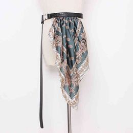Pu Leather Adjust Silk Scarf Long Belt Accessories Personality Women Fashion All-match Spring Autumn 210510