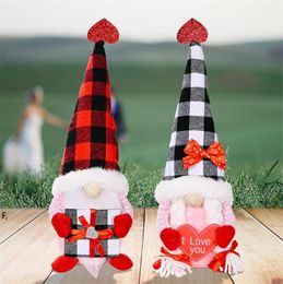 Party Supplies Valentine Day Plush faceless dolls Decorations Buffalo Plaid Swedish Scandinavian Table Ornament Valentines Gift RRF13203